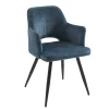 Vente-unique Stoel-Set Van 2 Stoelen Met Armleuningen Van Stof En Zwart Metaal - Blauw - Kadija