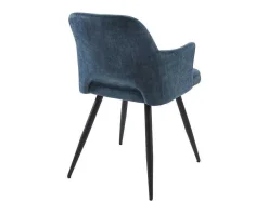 Vente-unique Stoel-Set Van 2 Stoelen Met Armleuningen Van Stof En Zwart Metaal - Blauw - Kadija