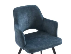 Vente-unique Stoel-Set Van 2 Stoelen Met Armleuningen Van Stof En Zwart Metaal - Blauw - Kadija