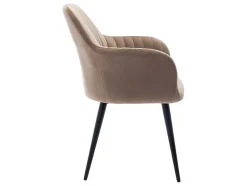 Vente-unique Stoel-Set Van 2 Stoelen Met Armleuningen Eleana - Fluweel En Zwart Metaal - Beige