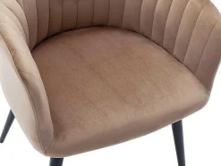 Vente-unique Stoel-Set Van 2 Stoelen Met Armleuningen Eleana - Fluweel En Zwart Metaal - Beige