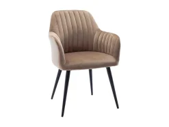 Vente-unique Stoel-Set Van 2 Stoelen Met Armleuningen Eleana - Fluweel En Zwart Metaal - Beige