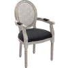 Vente-unique Stoel-Set Van 2 Stoelen Met Armleuningen - Riet, Stof En Heveahout - Zwart - Antoinette