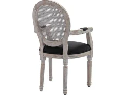 Vente-unique Stoel-Set Van 2 Stoelen Met Armleuningen - Riet, Stof En Heveahout - Zwart - Antoinette