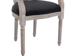 Vente-unique Stoel-Set Van 2 Stoelen Met Armleuningen - Riet, Stof En Heveahout - Zwart - Antoinette