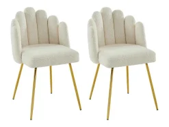 PASCAL MORABITO Stoel-Set Van 2 Stoelen Van Bouclestof En Goudkleurig Metaal - Cremewit - Altinam Van