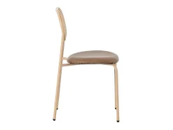ModernLuxe Stoel-Set Van 4 Stoelen Van Kunstleer En Rotan - Metalen Poten - Bruin