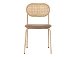 ModernLuxe Stoel-Set Van 4 Stoelen Van Kunstleer En Rotan - Metalen Poten - Bruin