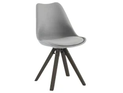 Vente-unique Stoel-Set Van 6 Stoelen Van Polypropyleen En Beuken - Grijs En Donker Naturel - Serani
