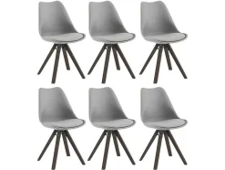 Vente-unique Stoel-Set Van 6 Stoelen Van Polypropyleen En Beuken - Grijs En Donker Naturel - Serani