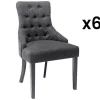 Vente-unique Stoel-Set Van 6 Stoelen Van Stof En Heveahout - Grijs - Mervia