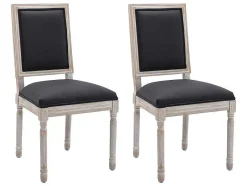 Vente-unique Stoel-Set Van 2 Stoelen Van Stof En Heveahout - Zwart - Amboisette