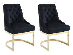 PASCAL MORABITO Stoel-Set Van 2 Stoelen Van Velours En Goudkleurig Roestvrij Staal - Zwart - Porilaso Van