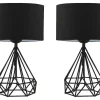 OZAIA Lamp-Set Van 2 Tafellampen Van Metaal Met Stoffen Kap - Zwart - H41 Cm - Anaia