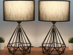 OZAIA Lamp-Set Van 2 Tafellampen Van Metaal Met Stoffen Kap - Zwart - H41 Cm - Anaia