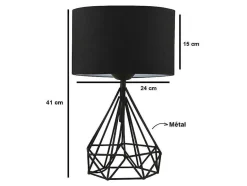 OZAIA Lamp-Set Van 2 Tafellampen Van Metaal Met Stoffen Kap - Zwart - H41 Cm - Anaia