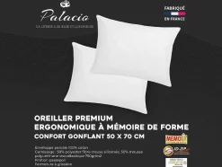 Palacio Hoofdkussen-Set Van 2 Traagschuim Hoofdkussen 50 X 70 Cm - Perkaal Katoen - 91 Draden/Cm - 750 Gr - Wit - Auxence