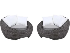 MYLIA Loungeset-Set Van 2 Tuinfauteuils Van Gevlochten Hars - Grijs - Whiteheaven