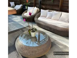 MYLIA Loungeset-Set Van 2 Tuinstoelen Van Karamelkleurig Gevlochten Hars - Whiteheaven