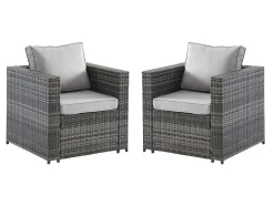MYLIA Loungeset-Set Van 2 Tuinstoelen Van Geweven Hars - Grijs - Anori