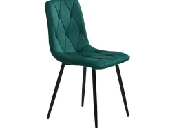 ModernLuxe Stoel-Set Van 4 Velvet Stoelen - Metalen Structuur - Ruitpatroon - Groen