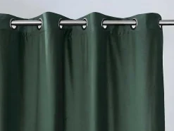 OZAIA Huistextiel-Set Van 2 Verduisterende Gordijnen Van Velours - L135 X H250 Cm - Groen Met Zilverkleurige Ogen - Darrel