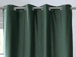 OZAIA Huistextiel-Set Van 2 Verduisterende Gordijnen Van Velours - L135 X H250 Cm - Groen Met Zilverkleurige Ogen - Darrel