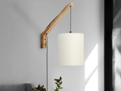 OZAIA Wandlamp-Set Van 2 Wandlampen Met Scandinavische Stijl - D35 X H48 Cm - Hout En Stof - Naturel En Beige - Paliana