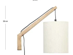 OZAIA Wandlamp-Set Van 2 Wandlampen Met Scandinavische Stijl - D35 X H48 Cm - Hout En Stof - Naturel En Beige - Paliana