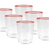 OZAIA Tafelservies-Set Van 6 Waterglazen Met Oranje Rand - 31,5 Cl - D. 8 X H. 9,5 Cm - Azuran