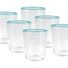 OZAIA Tafelservies-Set Van 6 Waterglazen Met Een Blauwe Rand Van 31,5 Cl - D. 8 X H. 9,5 Cm - Azuran