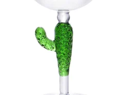 OZAIA Tafelservies-Set Van 4 Wijnglazen Met Cactusvoet - Transparant En Groen - O8,5 X H19,5 Cm - Gellif