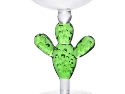 OZAIA Tafelservies-Set Van 4 Wijnglazen Met Cactusvoet - Transparant En Groen - O8,5 X H19,5 Cm - Gellif
