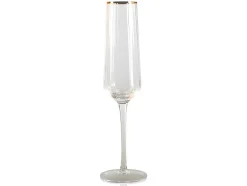 OZAIA Tafelservies-Set Van Geribbelde Champagneglazen Art-Decostijl Celebration - 7 X 7 X 26 Cm - Gouden Rand