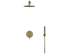 Shower & Design Douchekolom-Set Van Inbouwdouche Met Mechanische Mengkraan - Goud Met Geborstelde Afwerking - Tamise