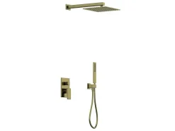 Shower & Design Douchekolom-Set Van Inbouwdouche Met Mechanische Mengkraan - Goud Met Satijnafwerking - Tocantis