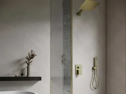 Shower & Design Douchekolom-Set Van Inbouwdouche Met Mechanische Mengkraan - Goud Met Satijnafwerking - Tocantis