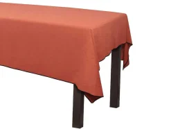 OZAIA Textiel Voor Eettafel-Set Van Tafellaken + 4 Servetten Van Linnen En Katoen - Zwarte Rand - Terracotta - 170 X 300 Cm - Borina