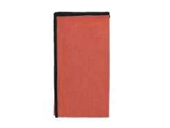 OZAIA Textiel Voor Eettafel-Set Van Tafellaken + 4 Servetten Van Linnen En Katoen - Zwarte Rand - Terracotta - 170 X 300 Cm - Borina
