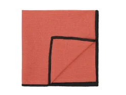 OZAIA Textiel Voor Eettafel-Set Van Tafellaken + 4 Servetten Van Linnen En Katoen - Zwarte Rand - Terracotta - 170 X 300 Cm - Borina