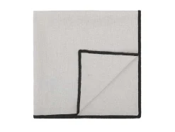 OZAIA Textiel Voor Eettafel-Set Van Tafellaken + 4 Servetten Van Linnen En Katoen - Zwarte Rand - Taupegrijs - 170 X 170 Cm - Borina