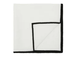 OZAIA Textiel Voor Eettafel-Set Van Tafellaken + 4 Servetten Van Linnen En Katoen - Zwarte Rand - Wit - 170 X 300 Cm - Borina