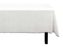 OZAIA Textiel Voor Eettafel-Set Van Tafellaken + 4 Servetten Van Linnen En Katoen - Zwarte Rand - Wit - 170 X 300 Cm - Borina