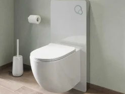 Vente-unique Hangend Toilet-Set Voor Hang-Wc Met Decoratief Voorwandsysteem - Glanzend Wit - Javoine