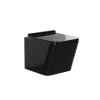 Vente-unique Hangend Toilet-Set Voor Hang-Wc Van Glanzend Zwart Keramiek Met Decoratief Voorwandsysteem - Clemona