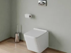 Vente-unique Hangend Toilet-Set Voor Witte Hang-Wc Met Voorwandsysteem En Chroomkleurige Ovalen Bedieningsplaat - Clemona