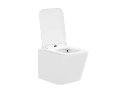 Vente-unique Hangend Toilet-Set Voor Witte Hang-Wc Met Voorwandsysteem En Chroomkleurige Ovalen Bedieningsplaat - Clemona