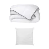 DREAMEA Dekbed-Set Zijdezacht Dekbed 140 X 200 Cm + 1 Hoofdkussens 60 X 60 Cm - Wit - Biesya