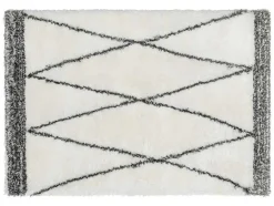 OZAIA Groot Tapijt-Shaggy Hoogpolig Tapijt Berberstijl Hania - Polyester - 160 X 230 Cm - Beige En Grijs