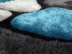 OZAIA Tapijt Hoogpolig-Shaggy Tapijt Pietra Turquoise En Grijs - Polyester - 140 X 200 Cm